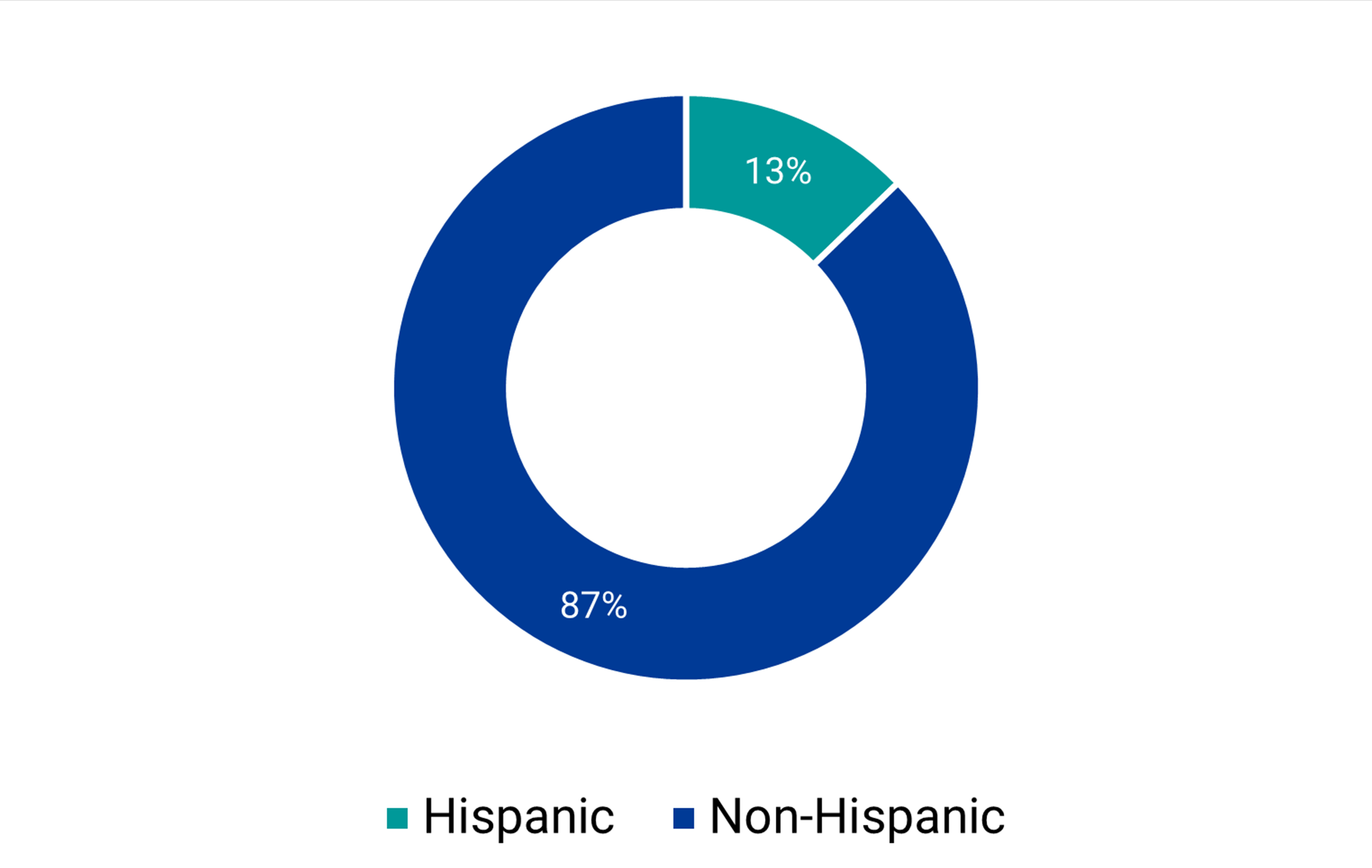 Chart showing breakdown of Emergency Department ethnicity: 87% Hispanic, 13% Non-Hispanic
