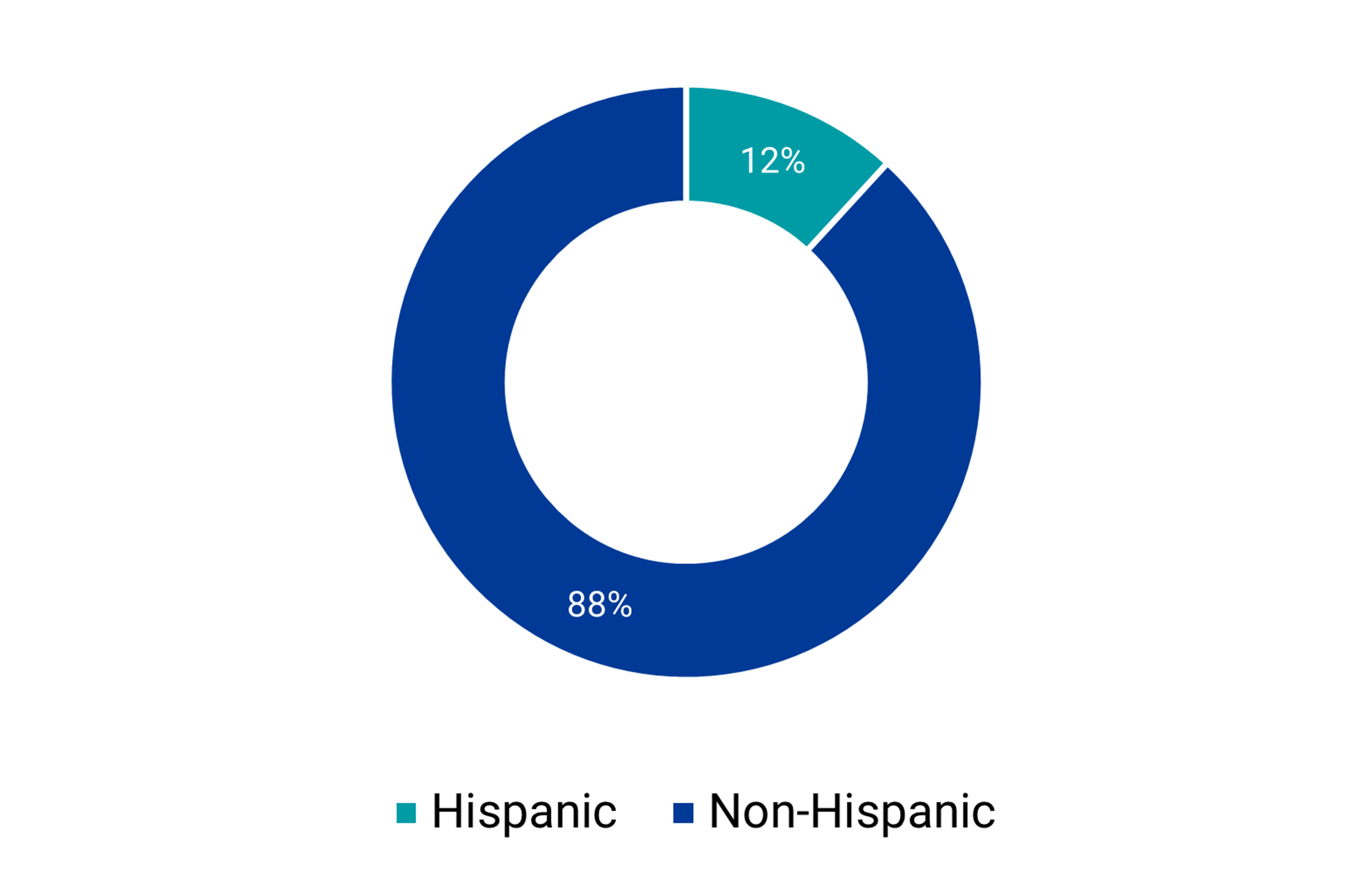 Chart showing breakdown of Outpatient Services ethnicity: 12% Hispanic, 88% Non-Hispanic